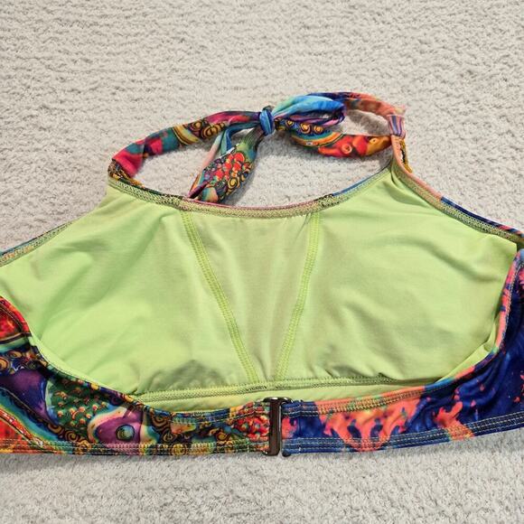 Protokolo Swimwear Abstract Print Beaded Bikini Top Size M Boho Hippie - Picture 5 of 10